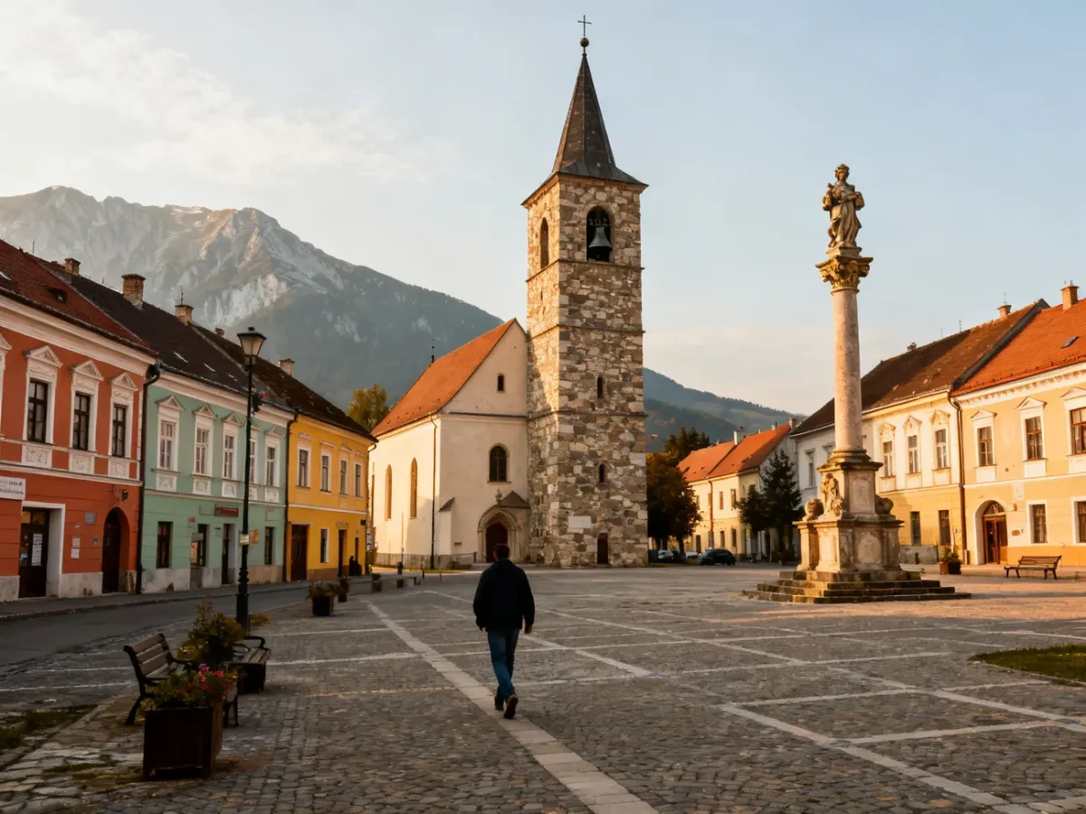 Historyczny rynek dzielnicy Spišská Sobota w Popradzie