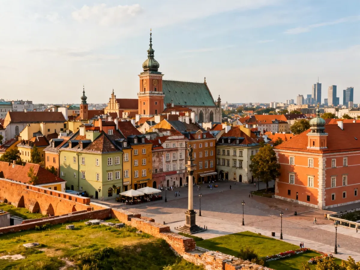 Panorama warszawskiego Starego Miasta z Zamkiem Królewskim