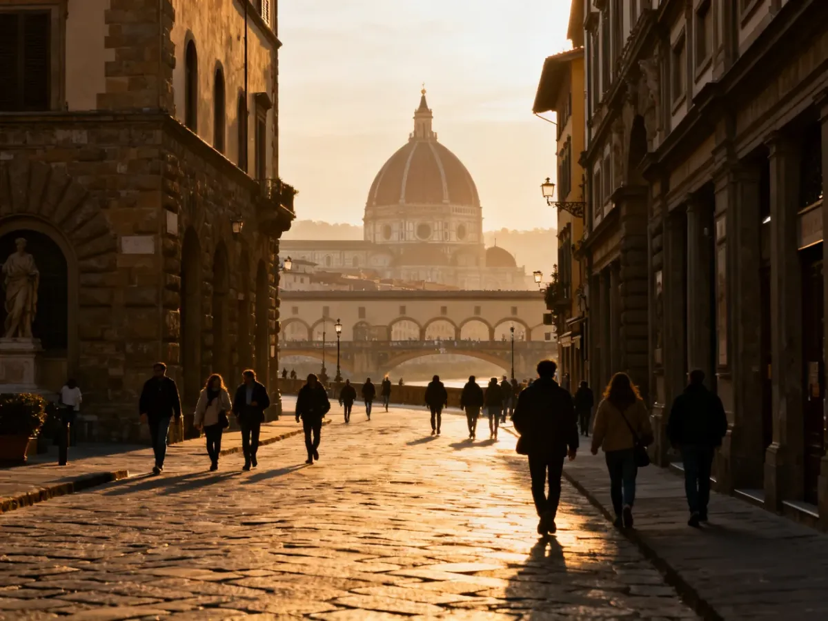 Poranny spacer po zabytkowym centrum Florencji z widokiem na kopułę Duomo
