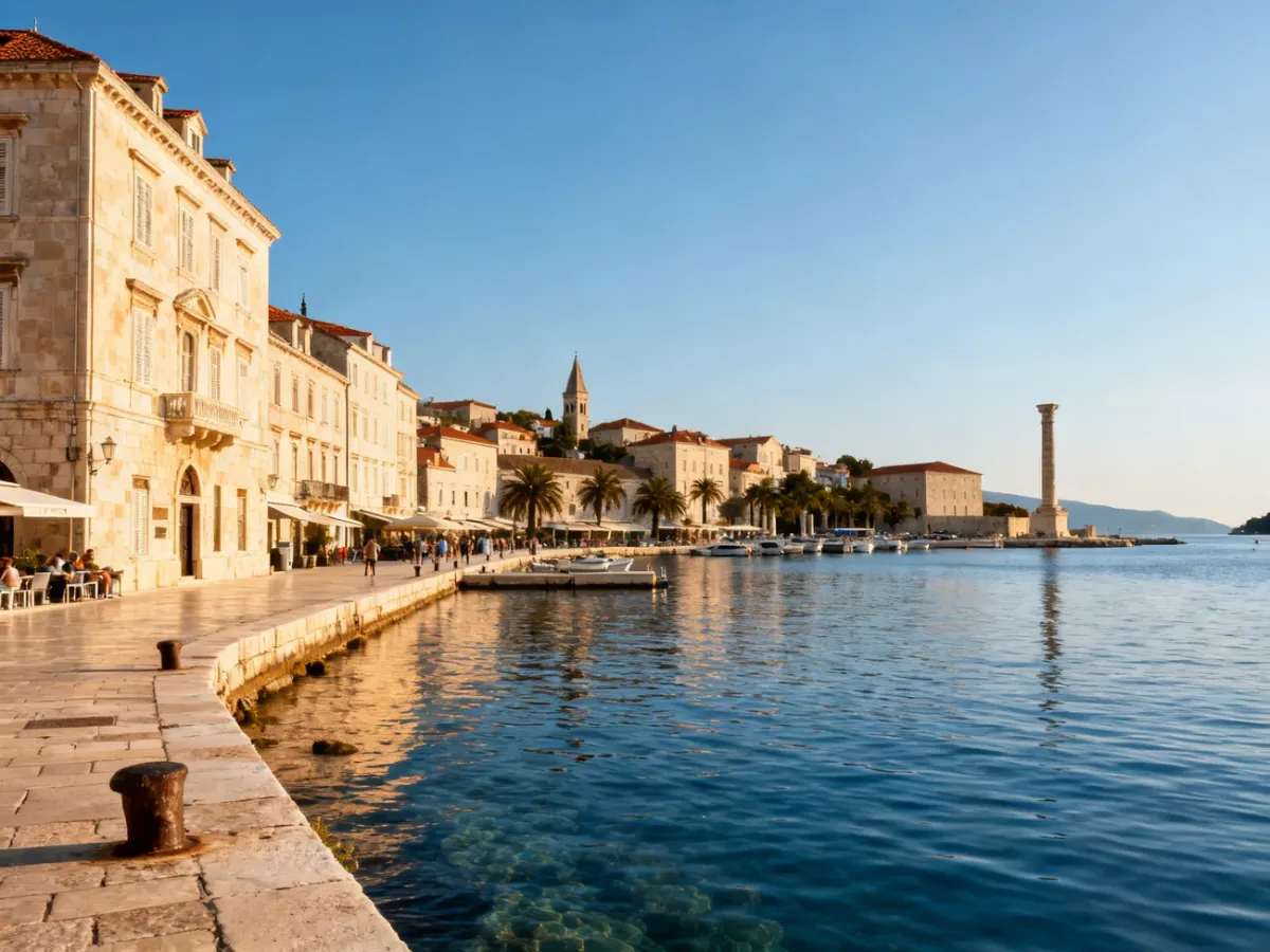Panoramiczny widok portu i promenady Brindisi z zabytkową starówką