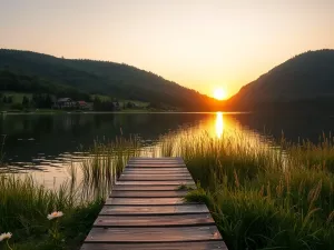 Zabytkowa fontanna Sebilj na placu Baščaršija w Sarajewie o zachodzie słońca. W tle widoczny meczet i góry.