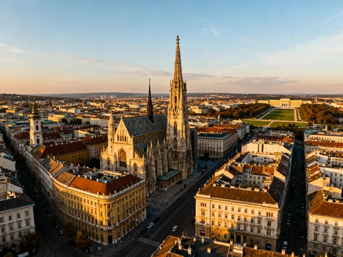 Panorama Wiednia z katedrą św. Szczepana i historyczną architekturą