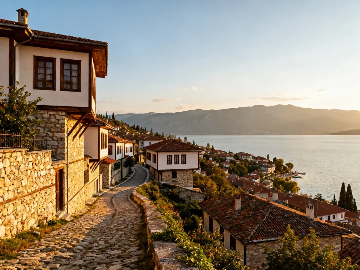 Panorama Starego Miasta w Ochrydzie nad Jeziorem Ochrydzkim