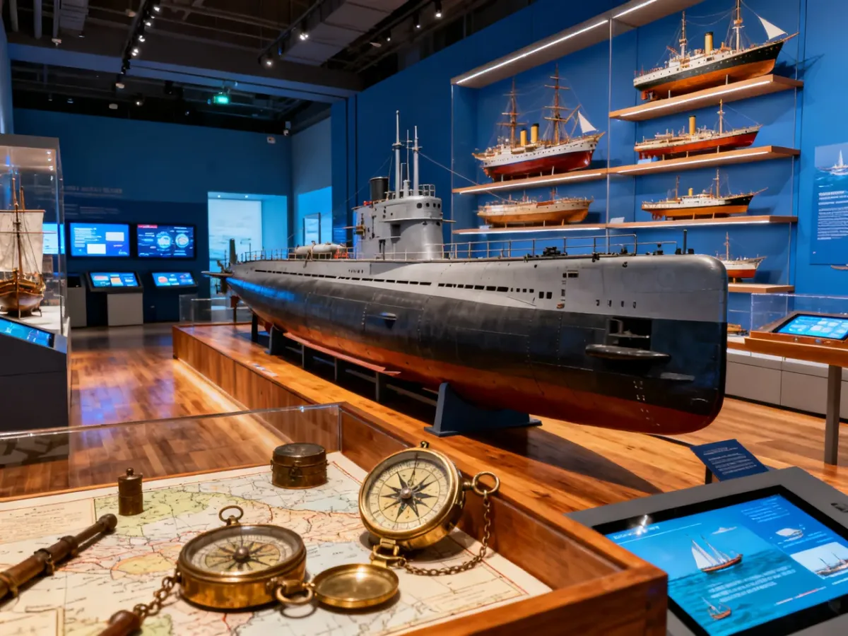 Wnętrze Muzeum Morskiego w Karlskronie z eksponatem okrętu podwodnego